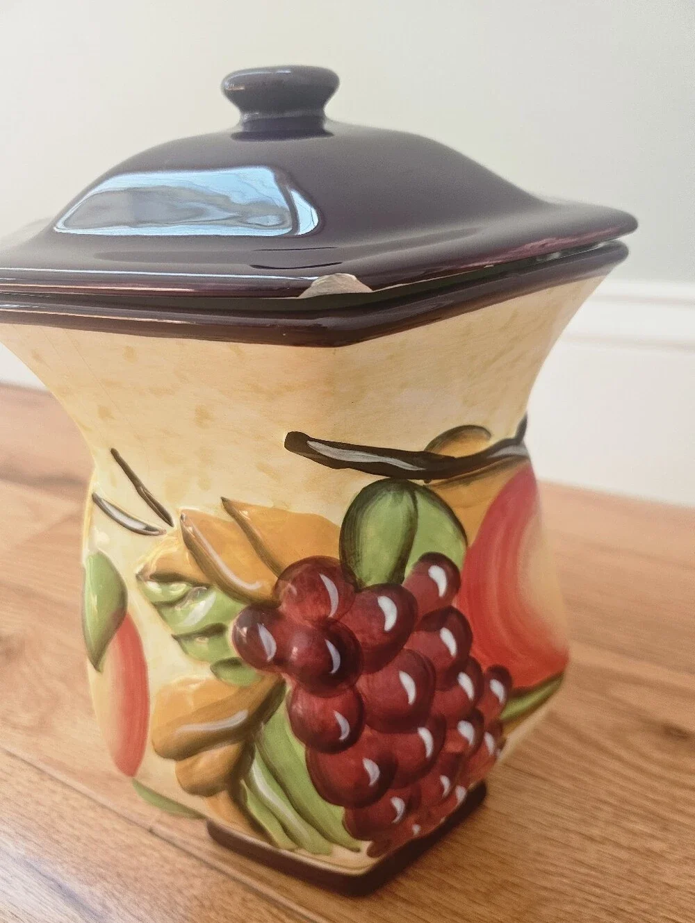Biscotti Ceramic Cookie Jar - Hand-painted Fruit